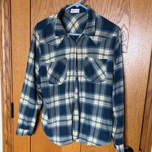 Maurices Yellow and Blue Plaid Button Down Shirt